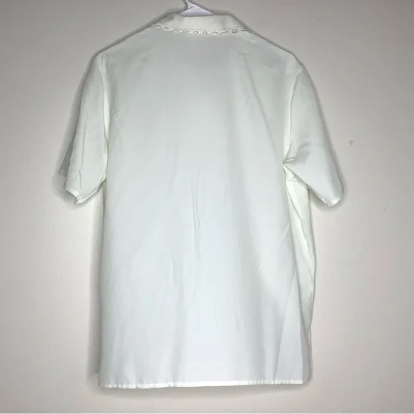 < Vtg Yves St. Clair Ivory Button Down With Floral Detail > - Picture 5 of 5